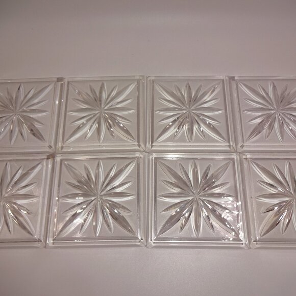 Set of 8 Vintage Colony Clear Starburst Duracite Coasters with Case Dek O - Picture 3 of 9